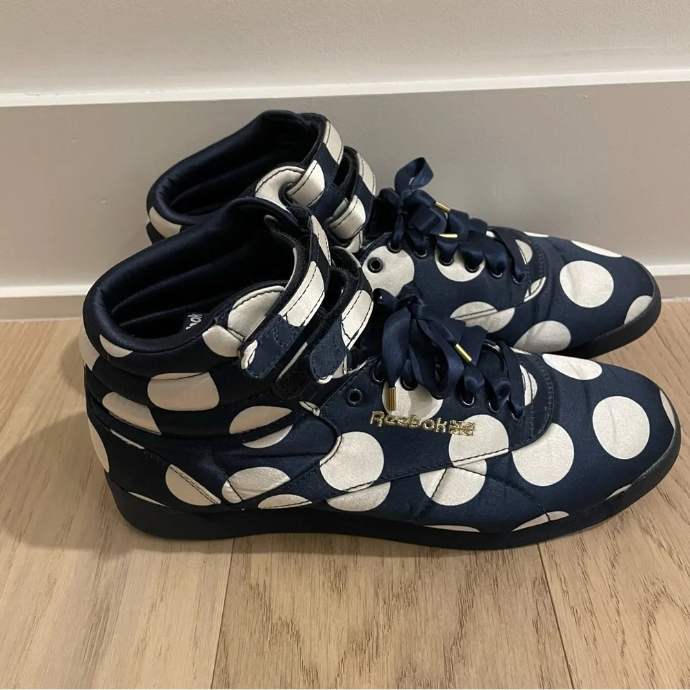 Reebok x ASOS White | Freestyle Satin Dot Sneakers - Picture 6 of 7